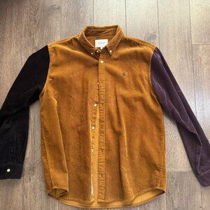 Carhartt WIP Triple Madison Corduroy Cord Shirt in Men's XL - Tan/Purple/Black